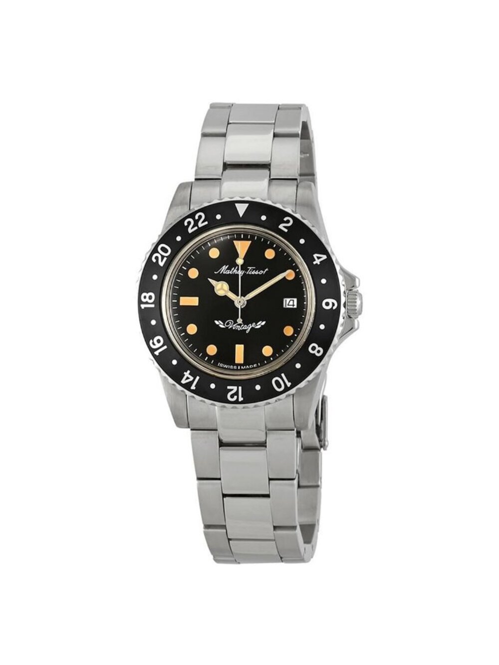NWT Mathey-Tissot Mathey Vintage Quartz Black Dial Men's Watch